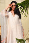 Off White Kurta with Lycra Pant & Net Dupatta Size - M - Q by Sonia Baderia