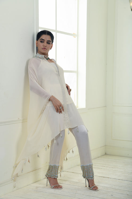 Pastel Embroidered Kaftan Set Frontview