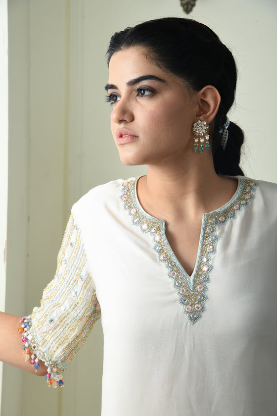 Embroidered Drape Kurta Sharara Set