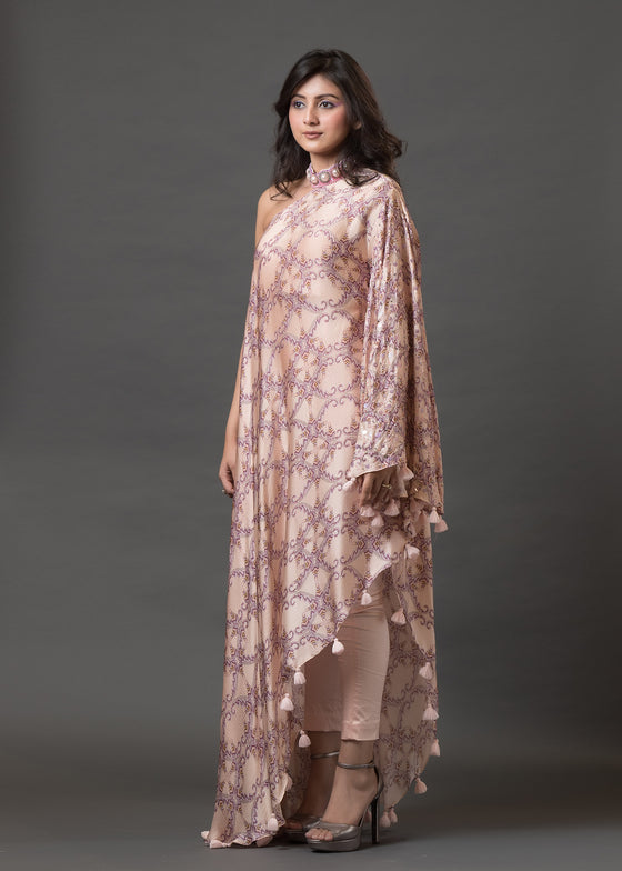 Soft Satin off-shoulder Kurta with Pant sideview