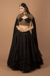Black Multi Layer Organza Skirt with Choli - Q by Sonia Baderia