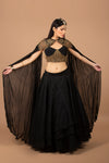 Black Multi Layer Organza Skirt with Choli - Q by Sonia Baderia