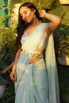 Bralette Blouse And Chiffon Saree - Q by Sonia Baderia