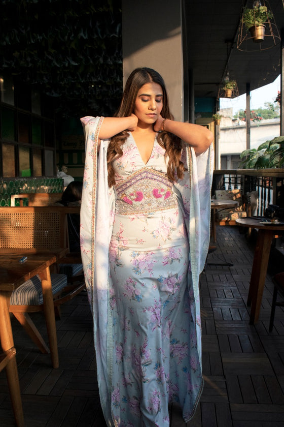 Floral Long Kaftan Dress - Q by Sonia Baderia
